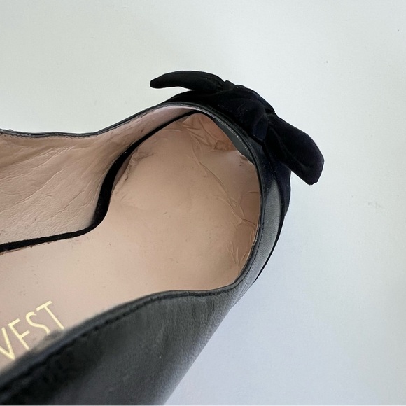 Nine West Fealey Peep Toe Leather Black Platform Pumps - Picture 12 of 14